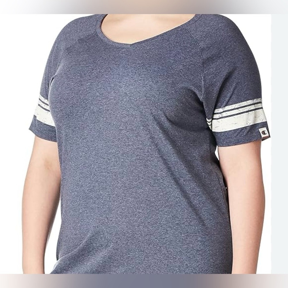 Champion Women's Blue Heather Tee with White Stripes